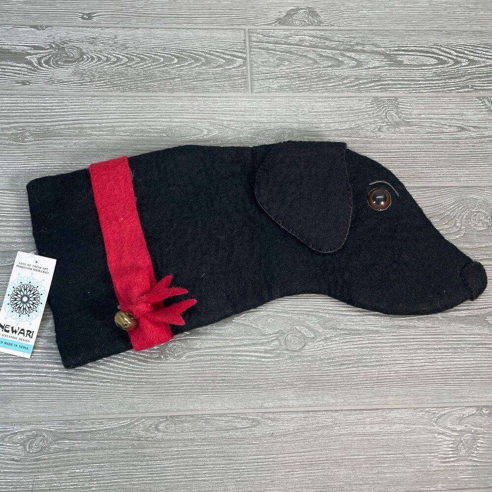 Newari Black Labrador Retriever Dog Christmas Stocking Wool Icelandic NEW & RARE